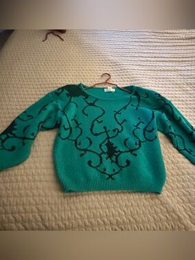 Women's Teal Patterned Knit Sweater - Brand: